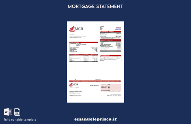 stile verificato Modello di dichiarazione dei mutui di Mauritius Commercial Bank